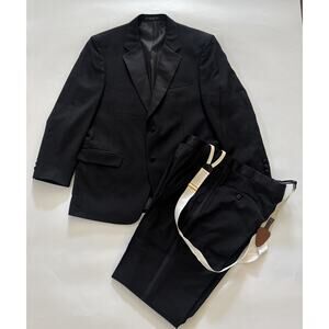 Jones New York 40R 34x29 Black 100% Wool Mens Jacket Pants Tux Tuxedo